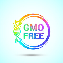 GMO free icon design illustration, Non gmo food label, Organic healthy food sign symbol