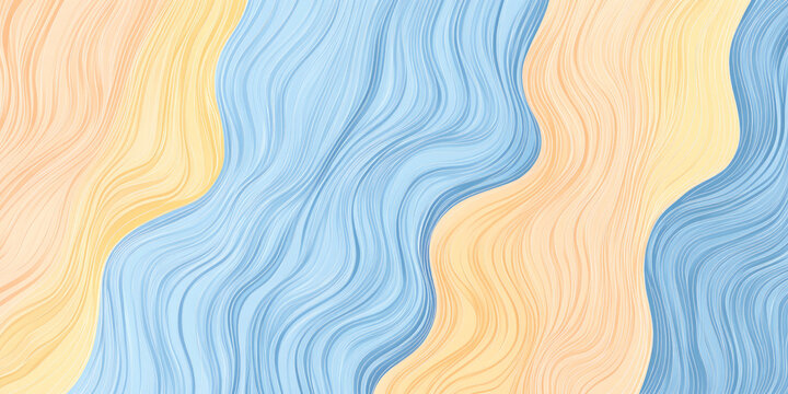 A non-seamless background featuring organic, wavy lines in chambray blue, peach fuzz, and sunshine yellow, creating a sense of fluidity and calm.