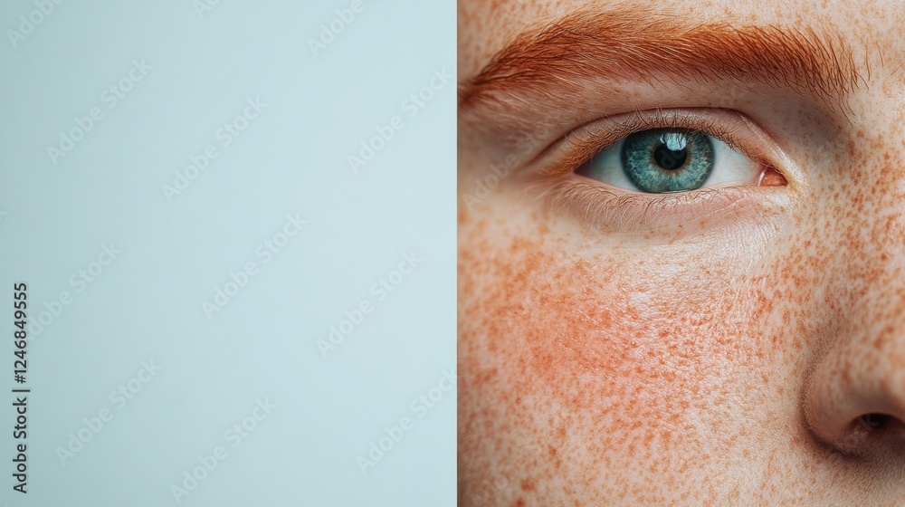 Fototapete comparison of skin conditions showing acne and redness contrasted with smooth, glowing complexion in