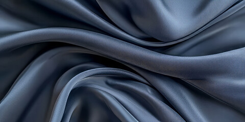 Obraz premium A dynamic chambray blue abstract background with smooth, curved shapes resembling flowing silk fabric. The deep blue hues transition gently into lighter shades, creating an elegant and stylish effect.