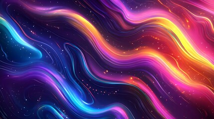Colorful background vector with flowing rainbow waves and glowing lights
