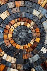 Fototapeta premium Colorful Mosaic Circular Pattern with Textured Stone Tiles : Generative AI