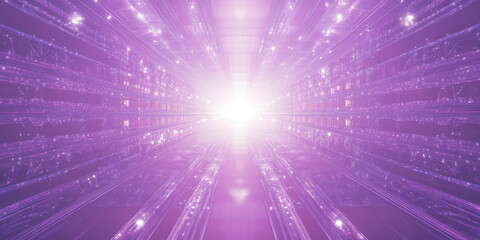 Obraz premium A futuristic lilac abstract background with holographic elements, shifting colors between violet, lavender, and pink as they reflect light in a shimmering, iridescent effect.