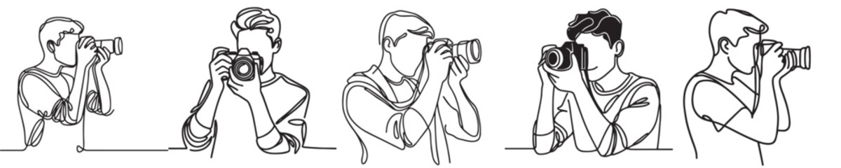 continuous line of people with camera