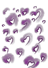 Hand-Scribbled Purple Heart Pattern Background &ndash; Romantic & Artistic Design