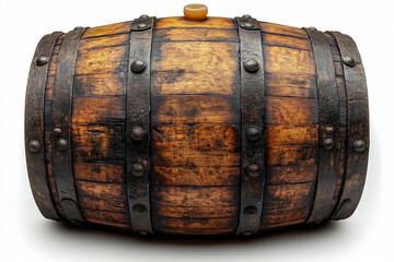 Wooden oak barrel isolated on white