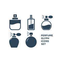 Perfume bottle icons set. Eau de toilette, Cologne, Fragrance design illustration.