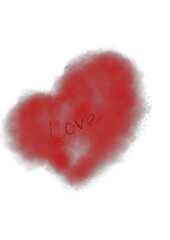 Watercolor Heart with Handwritten 'Love' &ndash; Romantic Clipart