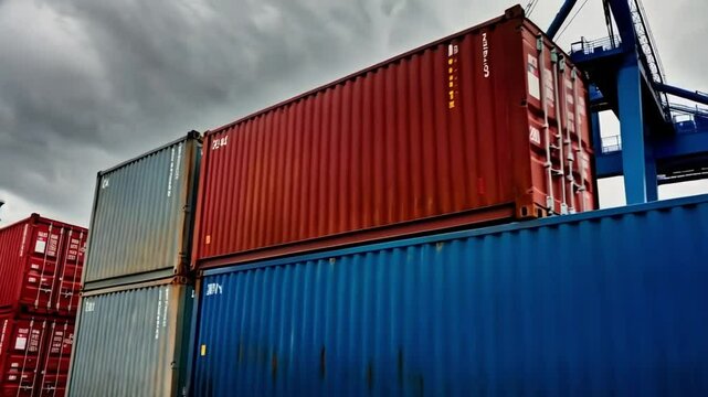 A bustling industrial container port in China, filled with shipping activity