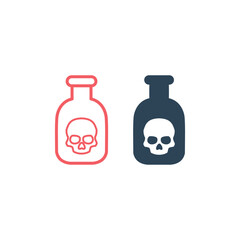 Poison bottle icons set. Venom bottle with skull and crossbones vector icon. pesticides symbol flat illustration.