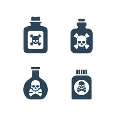 Poison bottle icons set. Venom bottle with skull and crossbones vector icon. pesticides symbol flat illustration.
