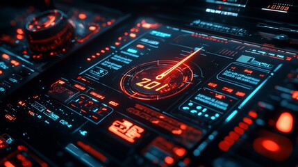 Obraz premium Futuristic HUD interface showing 201.