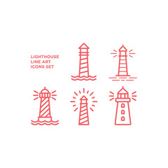 Lighthouse icons set flat vector template design trendy