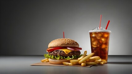 Taste of Happiness: A Perfect Hamburger and Cola Combo