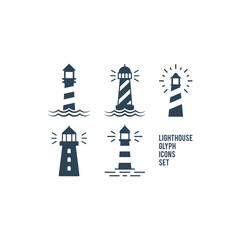 Lighthouse icons set flat vector template design trendy