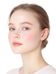 Elegant Young Woman with Soft Makeup and Natural Glow