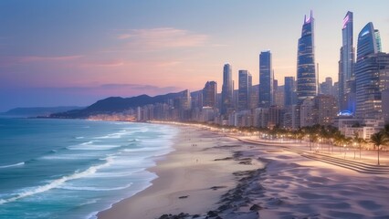 1. **Surfers Paradise City Skyline at Dusk, Gold Coast, Australia**