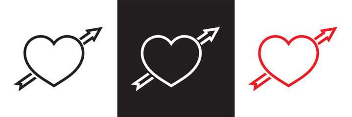 Straight arrow pointer with heart icon. isolated on white and black background. vector illustration. EPS 10