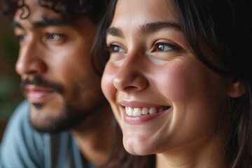 Young couple smiling together in a romantic moment