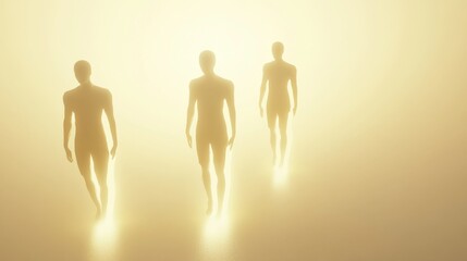 Abstract figures in illuminating haze.