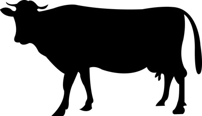 Cow clip art design on plain white transparent isolated background for card, shirt, hoodie, sweatshirt, apparel, card, tag, mug, icon, poster or badge