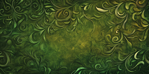 A rich green background with abstract, swirling patterns resembling leaves and vines. The organic texture and earthy colors make it perfect for eco-friendly brands, outdoor designs, or nature-inspired