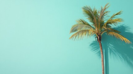 Tropical beach getaway with coconut palm and clear turquoise water in bright sunny conditions. Generative AI