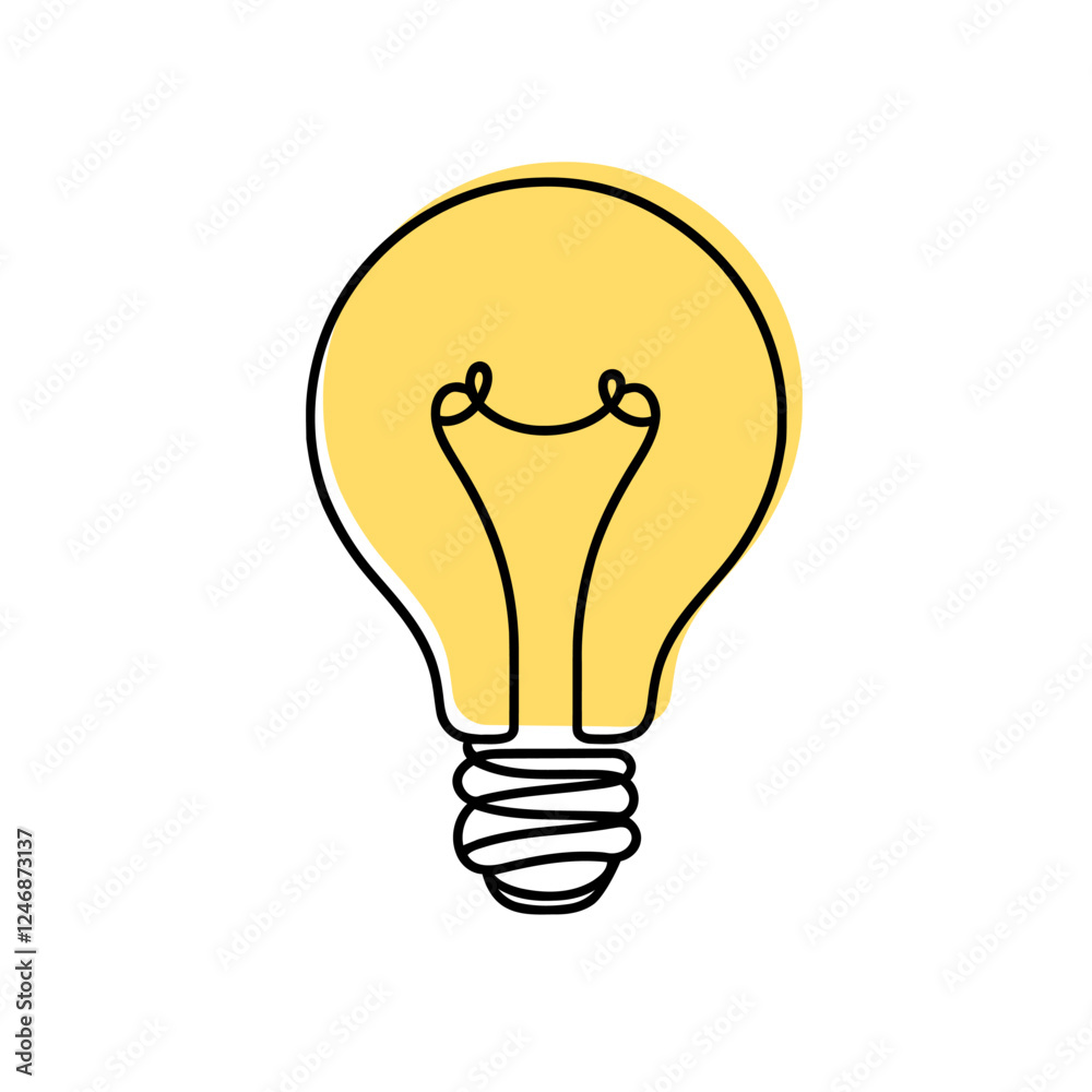 Wall mural light bulb continuous one line drawing. lightbulb in simple linear style. idea, brainstorm concept. 