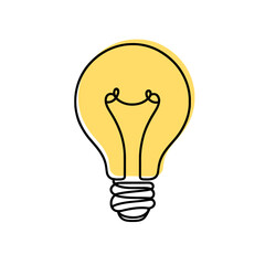 Light bulb continuous one line drawing. Lightbulb in simple linear style. Idea, brainstorm concept. Vector illustration.