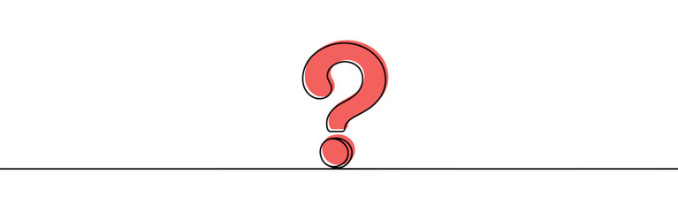 Question mark continuous one line drawing. Asking sign in simple linear style. Quest, quiz concept. Vector illustration.