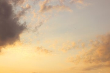 Calm background. Colorful cloudy sky during dawn. Cover. Picture. Wallpaper.