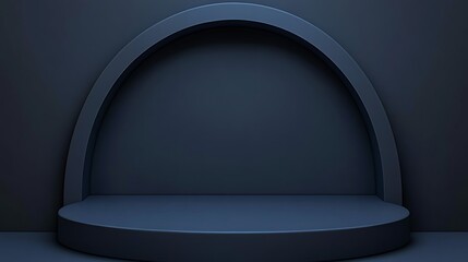 Dark stage, arched backdrop, product display