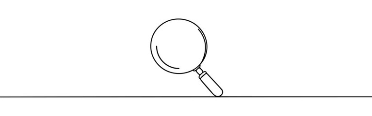 Magnifying glass continuous one line drawing. Loupe symbol in simple linear style. Search concept. Vector illustration.