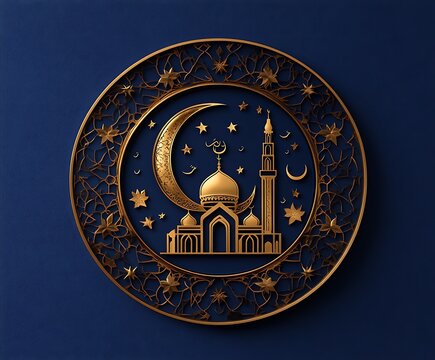 Decorative Plate with Place of Worship and Lunar Design