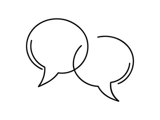 Speech bubbles continuous one line drawing. Dialogue, chat sign in simple linear style. Vector illustration.