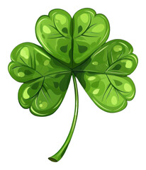 Fototapeta premium A vibrant green four-leaf clover with glossy leaves, symbolizing luck and prosperity.