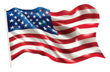 Fototapeta premium A waving flag featuring red and white stripes along with blue and white stars, symbolizing national pride.