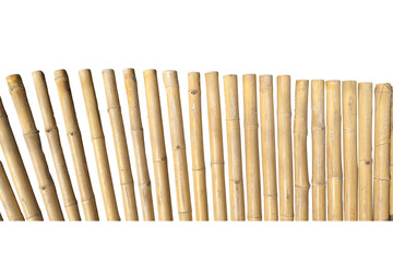 A rustic bamboo fence cut out with clipping paths, embodies traditional craftsmanship, eco friendly construction, and natural aesthetics.