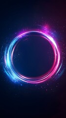 Obraz premium Abstract neon background with a round glowing frame 