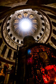 Low angle view of the dome inside Church of Holy Sepulchre, Jerusalem, Israel