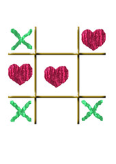 Valentine&rsquo;s Tic-Tac-Toe &ndash; XO Game with Heart Symbols (Vector)