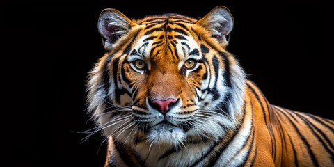 Fototapeta premium Minimalist Black Background Tiger Photo: Powerful Wildlife Image