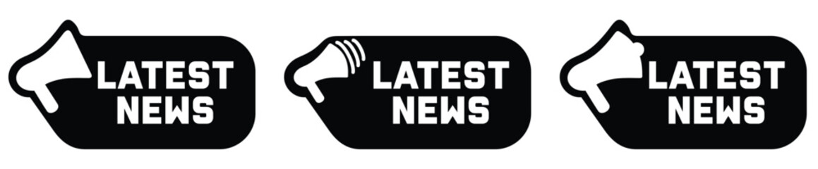 Latest news with megaphone. Breaking and live news. Announce loudspeaker icon. Vector illustration.