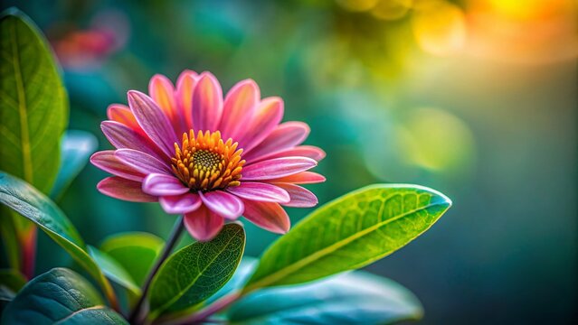 Minimalist Close-Up: Crataeva Flower and Leaf with Blurred Background