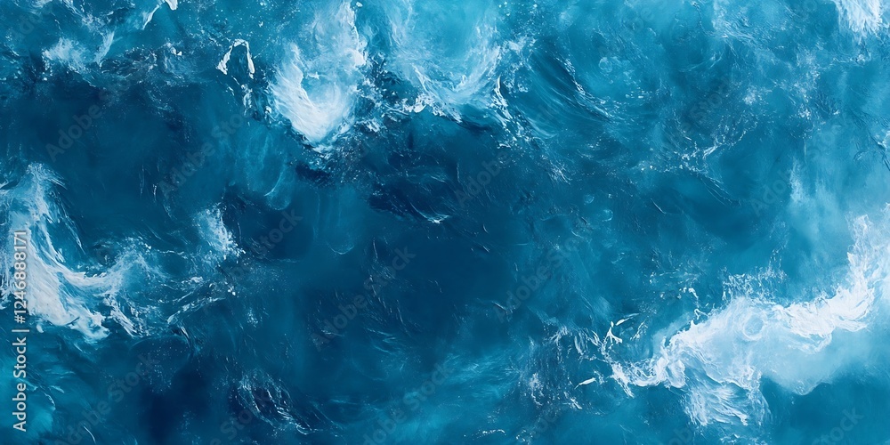 Poster Dynamic Abstract Ocean Waves in Motion Capturing Energy and Power of the Sea : Generative AI