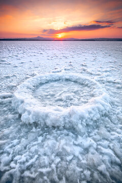 Orange Sunset over Larnaca Salt Lake, Cyprus, Greece