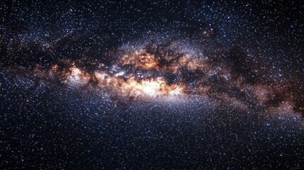 Dark night sky filled with numerous bright stars and distant celestial bodies