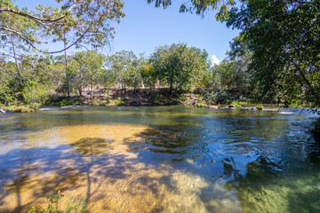 View of Meeting of Rivers, a confluence of Soninho river and Formiga River -  Jalapão State Park,...