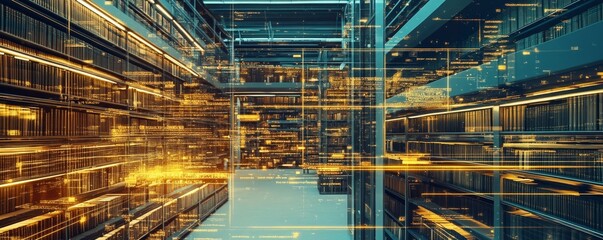 Futuristic digital network concept design.