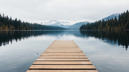 Fototapeta premium wooden dock on calm reflective water